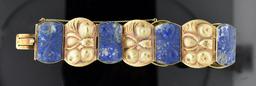 Estate 14K Rose Gold and Lapis Lazuli Link Bracelet