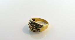 10K Gold and Channel Set Diamond Ring, Size 10.25
