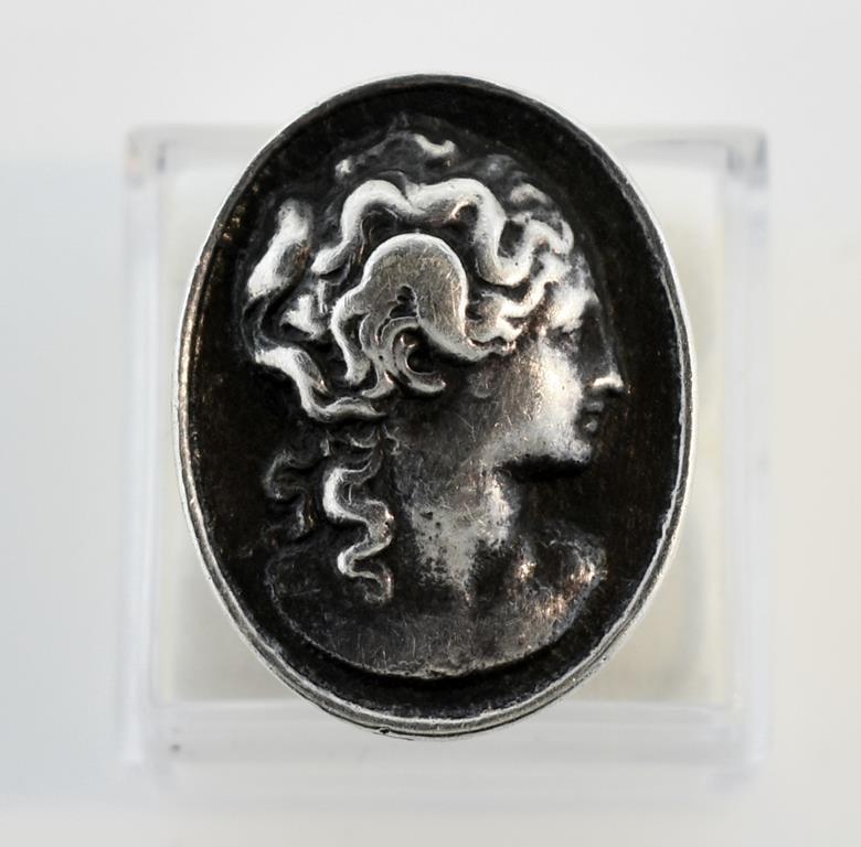 Antique Sterling Silver Bas Relief Cameo Ring, Size 7.5