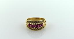 Estate 14K Gold with Diamonds and Rubies Ring, Size 8.25