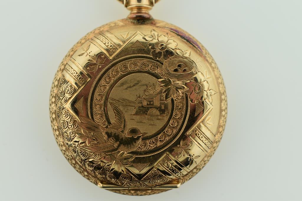 Antique Elgin Pocket Watch with Ornate 14K Solid Gold Case