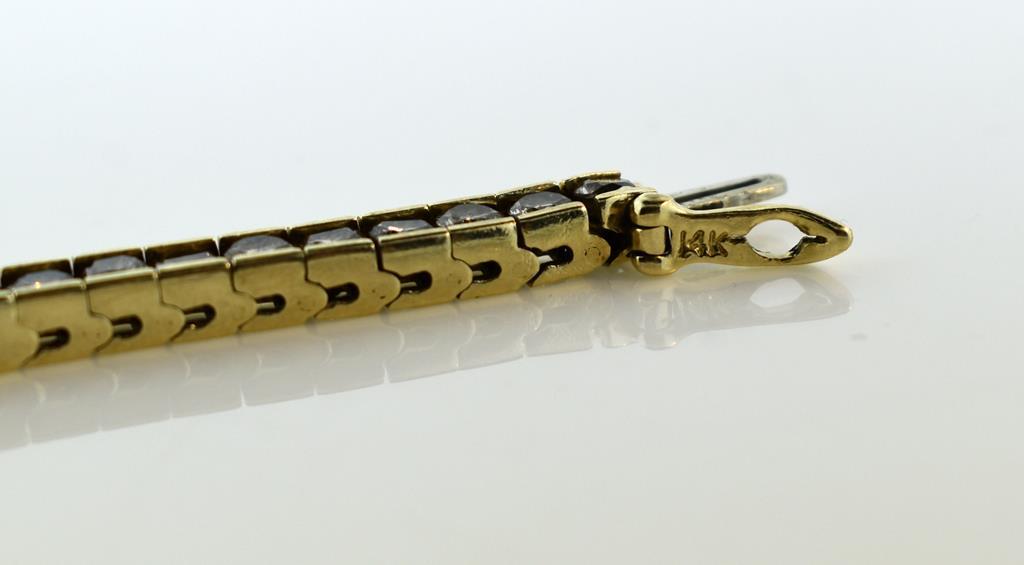 14K Yellow Gold and 6.4 Carat Channel Set Diamond 8” Inline Bracelet