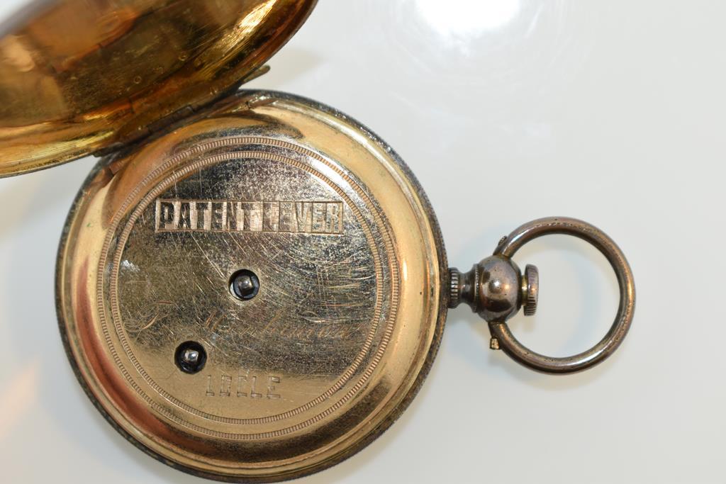 Antique Patent Lever Pocket Watch, Partial 14K Solid Gold Case