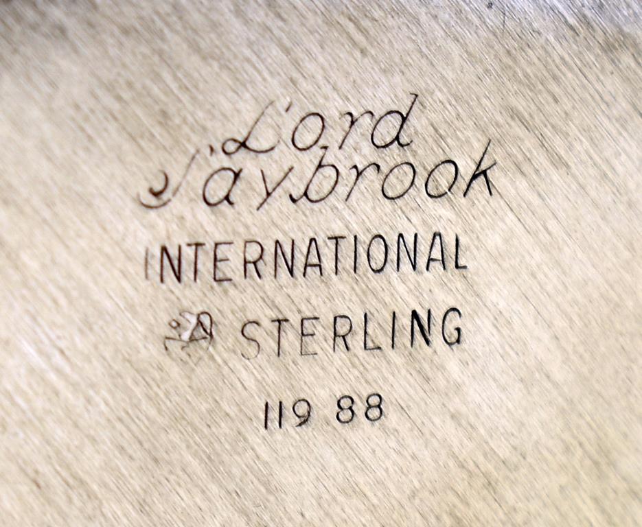 Set of 8 “Lord Saybrook” International Sterling Silver 6.25” Plates, “A” Monogram