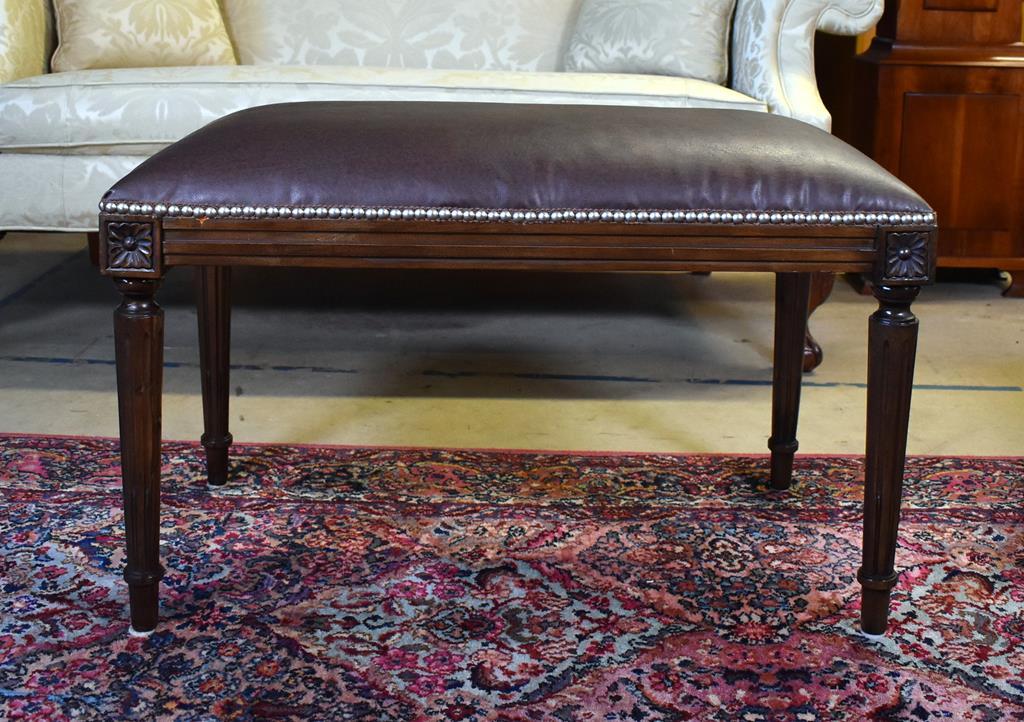 Set of Three Faux Leather Top Nailhead Trimmed Benches/Stools