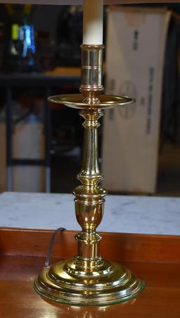 Pair of Virginia Metalcrafters Colonial Style Brass Table Lamps