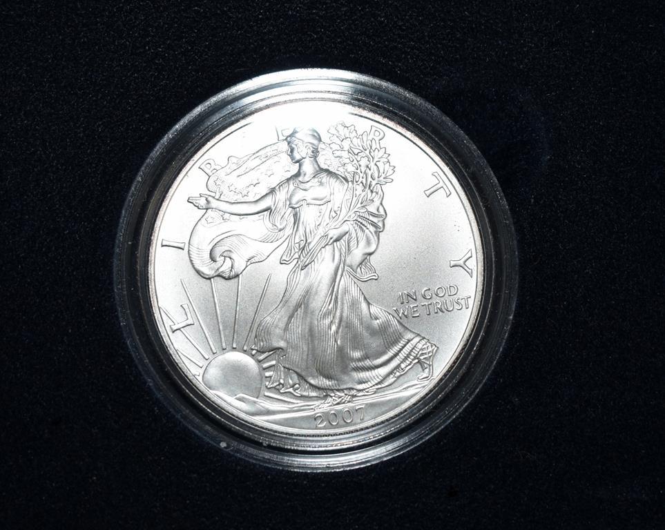 2007 American Eagle One Ounce $1 Silver Proof Coin with C of A