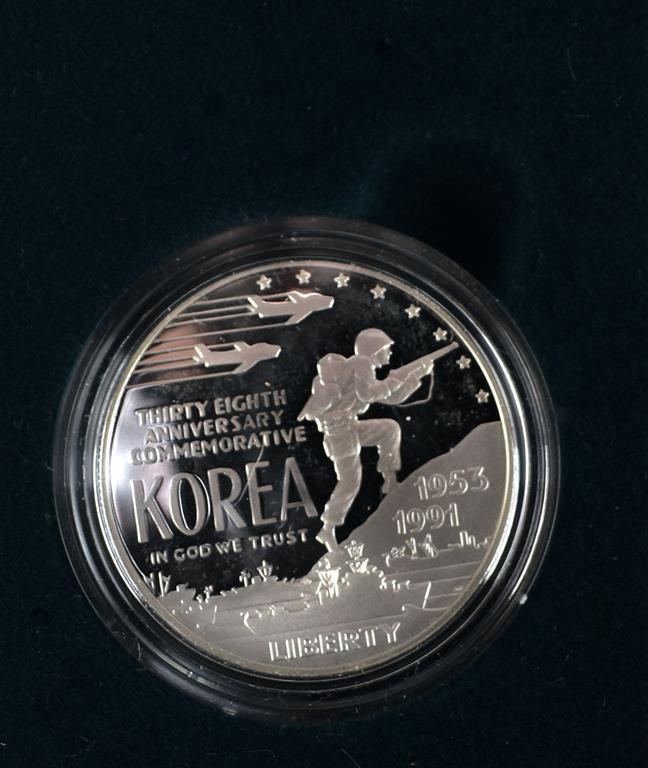 1991 US Mint Korean War Memorial Proof Silver Dollar Commemorative Coin with C of A