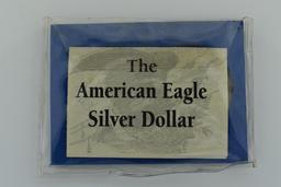 1996 One (1) Oz. Fine Silver American Eagle Coin, Littleton Coin Co. Literature and Plastic Envelope