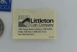 1996 One (1) Oz. Fine Silver American Eagle Coin, Littleton Coin Co. Literature and Plastic Envelope