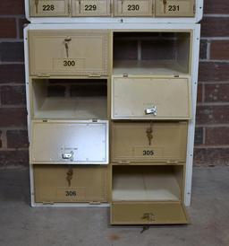 Column of Vintage Post Office Boxes with Extra Locks & Keys