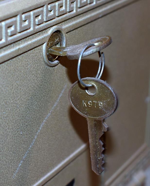 Column of Vintage Post Office Boxes with Extra Locks & Keys