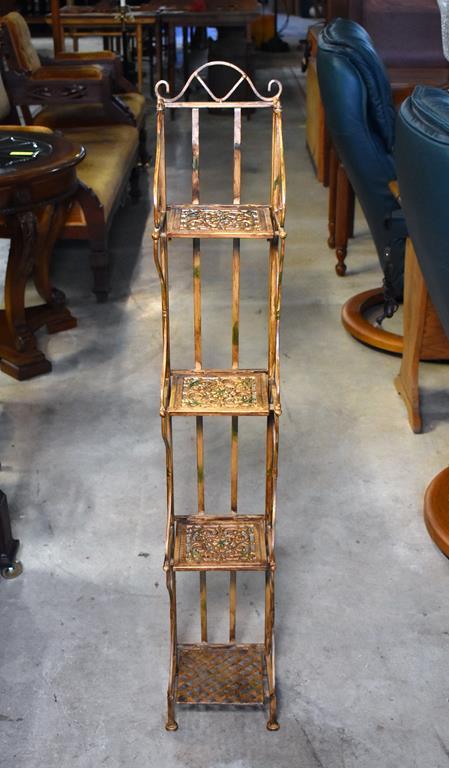 Gilt Finish Folding Metal Small Plant & Curio Stand