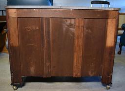 Antique Victorian Rosewood Marble Top Three-Drawer Chest on Caster Feet