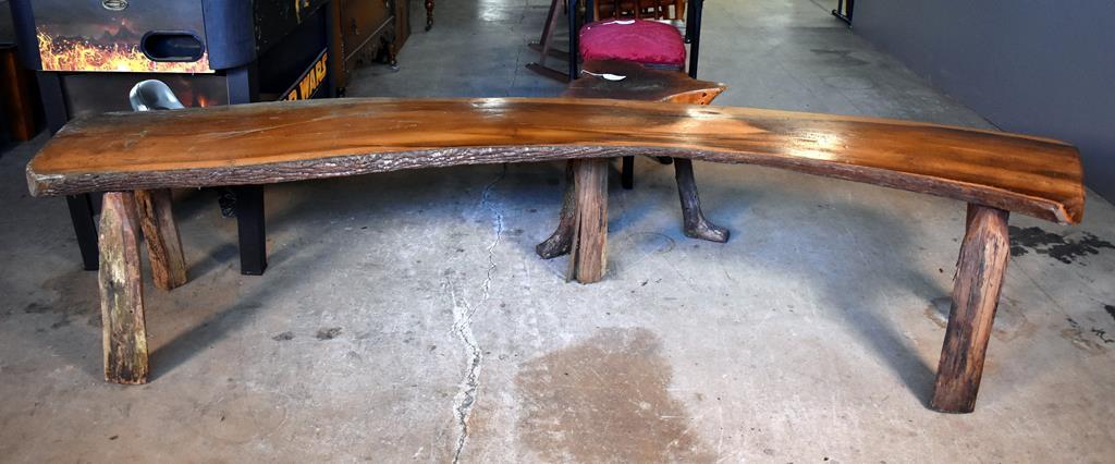 Live Edge Cypress Curved Bench