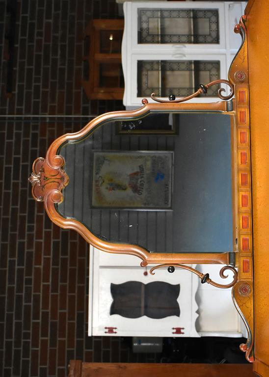 Vintage Widdicomb Furniture Dresser Chest & Mirror with Lovely Stenciled Front & Drop Pulls