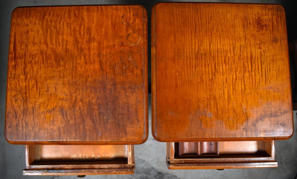 Antique Cherry Matching End Tables with Drop Finial Corners