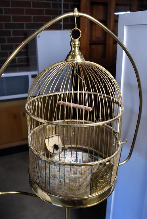 Vintage Brass Tweetie Bird Cage on Stand