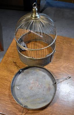 Vintage Brass Tweetie Bird Cage on Stand