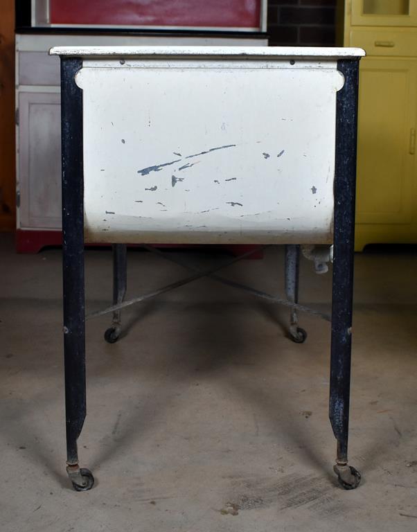 Antique Ideal Double Wash Tub with Lid & Caster Feet, Saginaw, MI