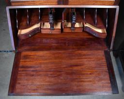 Antique Early 20th C. Chippendale Mahogany Secretary Desk with Bookshelf Hutch