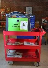 Forney Easy Weld, Model 125 FC Flux Cored MIG Wire Welder on Rolling Cart with Accessories