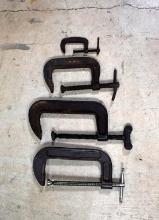 Lot of Four Metal Clamps: Cincinnati Tool Co. & Others