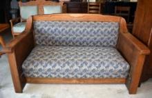 Antique Craftsman Style Oak Sofa