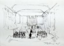 Signed (XX) Sketch of an Orchestra, Pencil on Paper, Signed Lower Right