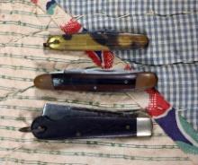 Lot of Three Vintage Pocket Knives: Kingston, Explorer, & Colonial Gold Plated Case
