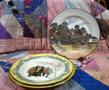 Lot of 3 Vtg. Royal Doulton “Coaching Days” Plates: English  Country Cottage & Two Sedan Chair D3597