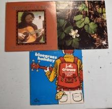 Three Bluegrass 33s Vinyl Record Albums: Norman Blake and J.D. Crowe