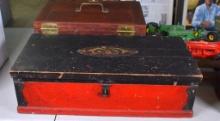 Vintage Buddy L Child's Wooden Tool Box with Four Tools