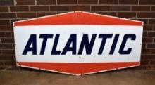 Large 6.5 Ft. L Vintage Atlantic Oil & Gas Double Sided Service Station Porcelain Advertising Sign