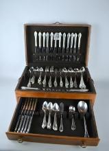 Ample Set of 1847 Rogers Bros "Remembrance" Silver Plate Flatware with Storage Box