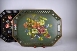 E. T. Nash Co. Three Hand Painted Metal Trays