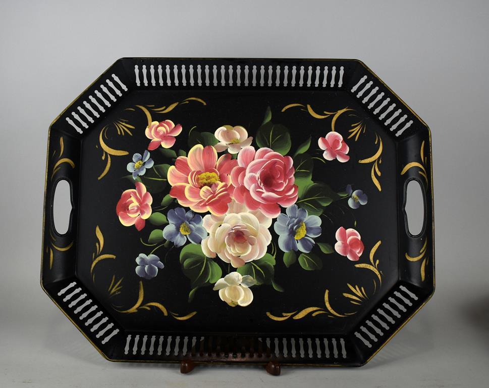 E. T. Nash Co. Three Hand Painted Metal Trays