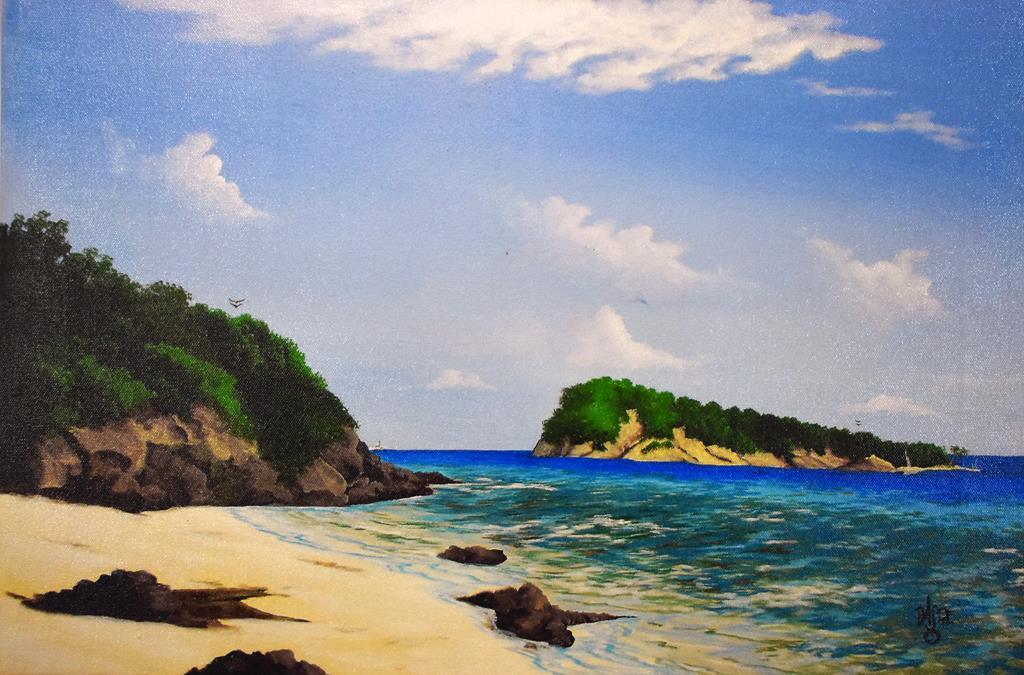 Baso (XX-XXI) Beach, Giclee on Canvas, Signed Lower Right