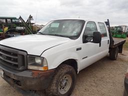 2003 Ford F250 XL Super Duty 4WD Crew Cab, Flat Bed Truck