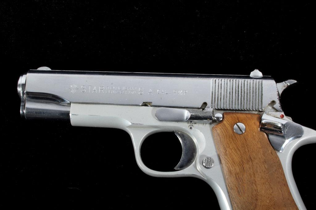 Star SA BKS Cal. 9mm 1911 Nickel Semi-Auto Pistol