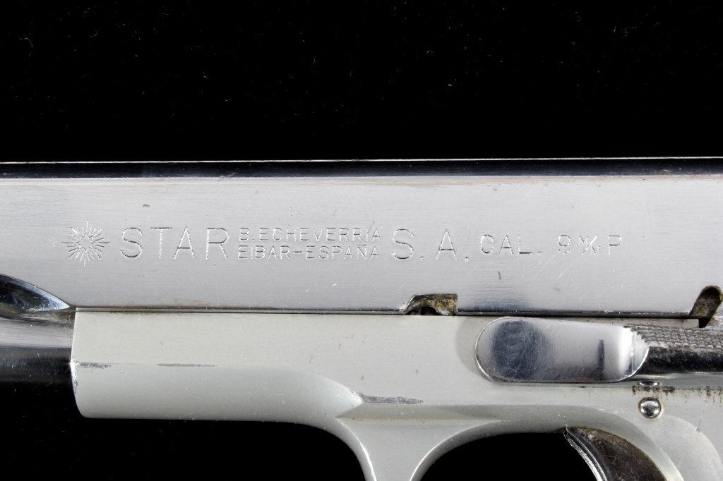 Star SA BKS Cal. 9mm 1911 Nickel Semi-Auto Pistol