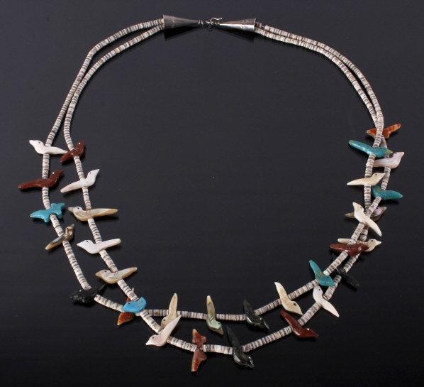 Navajo Multi-Stone Fetish Heshe Bead Necklace