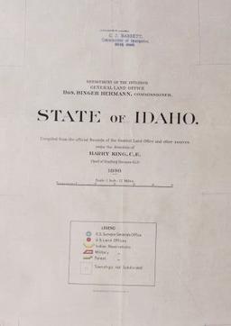 State of Idaho Hand-Tinted 1898 Map