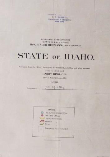 State of Idaho Hand-Tinted 1898 Map