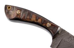 CFK Damascus Ram's Horn Knife & Scabbard