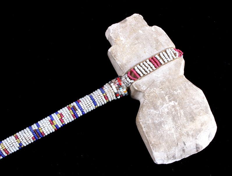 Crow Indian Crazy Beaded Stone War Club