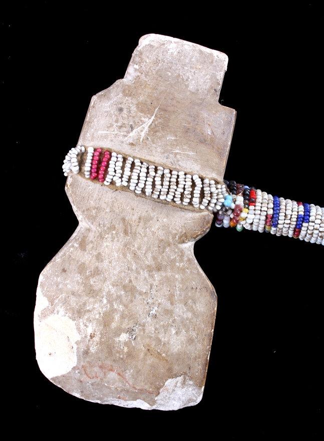 Crow Indian Crazy Beaded Stone War Club