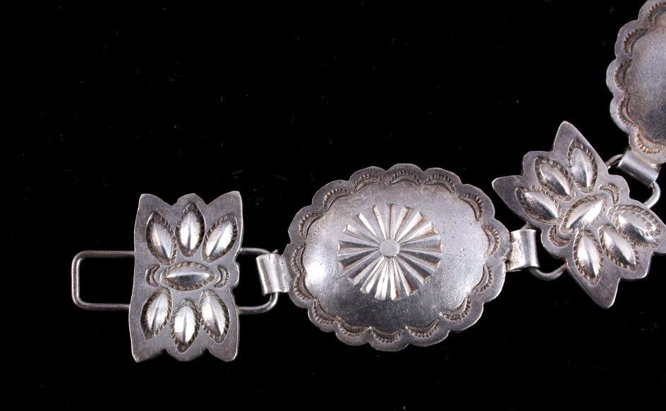 Navajo Sterling Silver Concho Belt Early 1900's