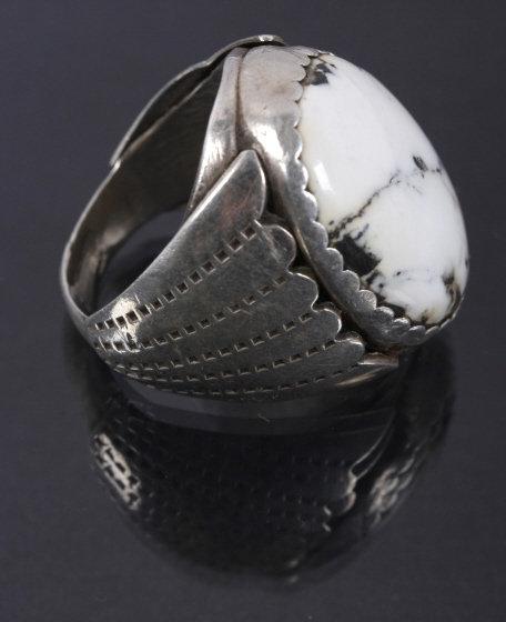 Navajo White Buffalo Turquoise & Sterling Ring