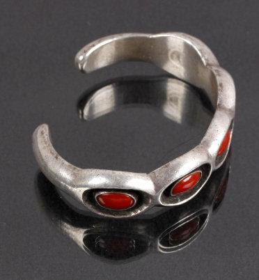 Zuni Eddy Beyuka Sterling & Oxblood Coral Bracelet